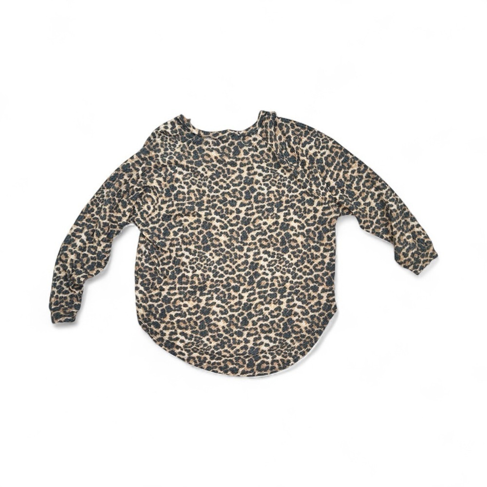 Summer 10 Waffle knit Leopard Print Long Sleeve Top Size Large EUC - Picture 3 of 6